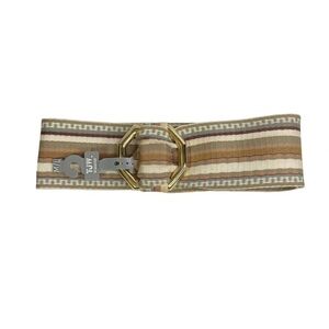 Vintage TJW by Mervyn’s Striped Wide Fabric Gold Octagon Buckle Belt